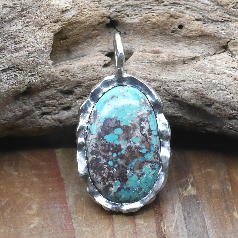 天然石ペンダントトップ　シルバー　ターコイズ ryoku りょく