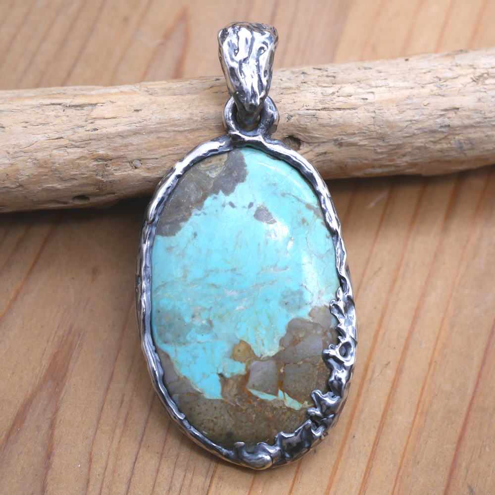 ハンドメイド　シルバー×ターコイズ　ペンダント　1点モノ