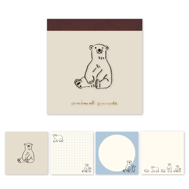 RYU-RYU Animal Parade Memo Pad - Polar Bear