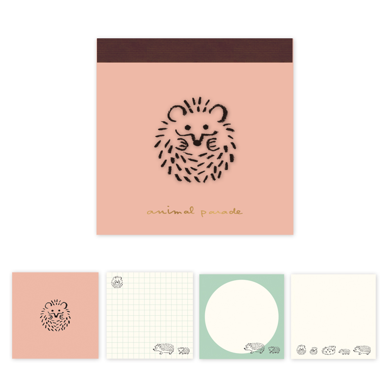 RYU-RYU Animal Parade Memo Pad - Hedgehog