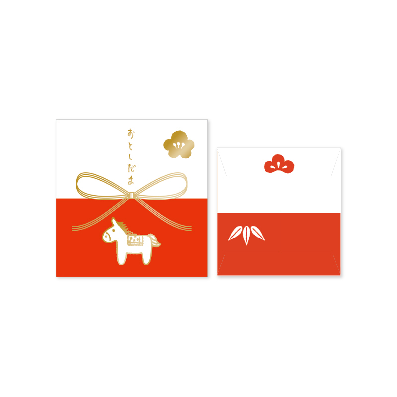 OPB-2602：お年玉ぽち袋 ハーフサイズ（同柄3枚入り）紅白〔OZ_S〕