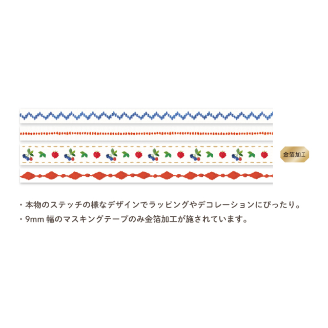 HMT-02：ホソマス ケース付きマスキングテープ 6mm幅・9mm幅 ステッチ