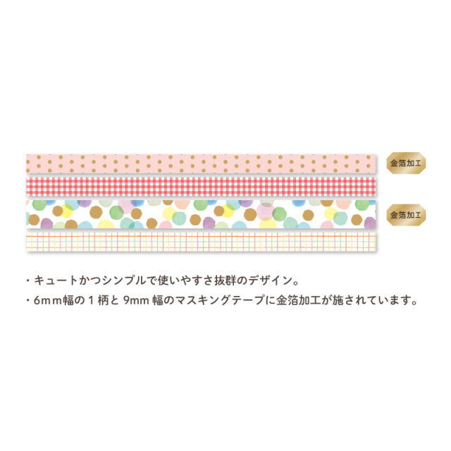 HMT-11：ホソマス ケース付きマスキングテープ 6mm幅・9mm幅 ドロップ