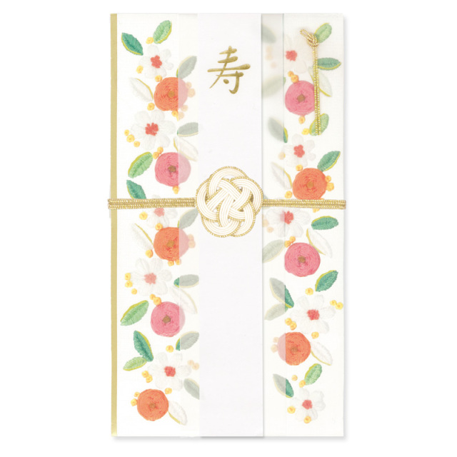 HPB-26：花づつみ 祝儀袋 刺しゅう・ラナンキュラス〔OZ〕