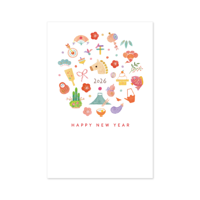 NY-2610：お年玉付き年賀ハガキ（同柄3枚入り）パレード〔OZ_S〕