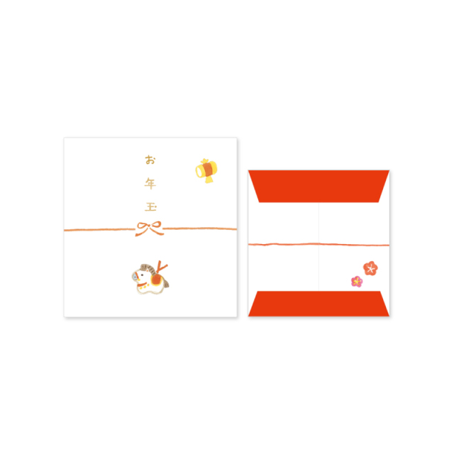 ぽち。※プロフ必 出品 OPB-2604：お年玉ぽち袋 ハーフサイズ（同柄3枚入り）水引〔OZ_S〕