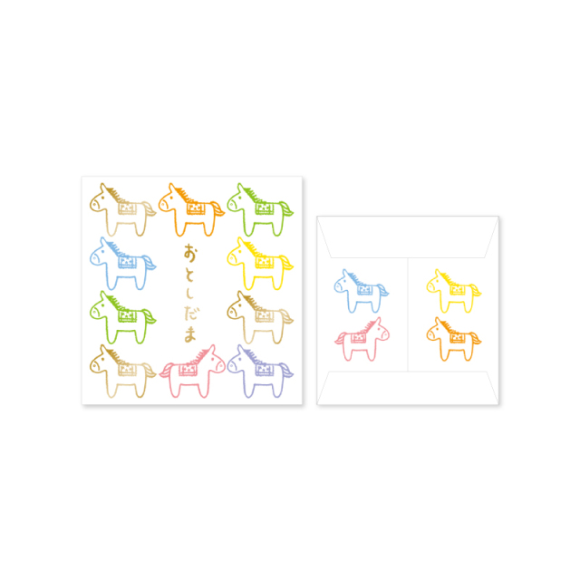 OPB-2606：お年玉ぽち袋 ハーフサイズ（同柄3枚入り）カラフル〔OZ_S〕