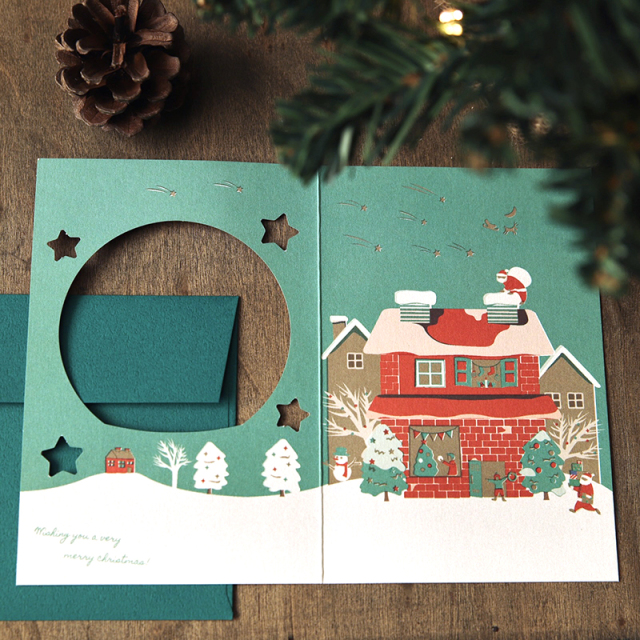 XGC-01：クリスマスグリーティングカード えんとつ〔OZ_S〕