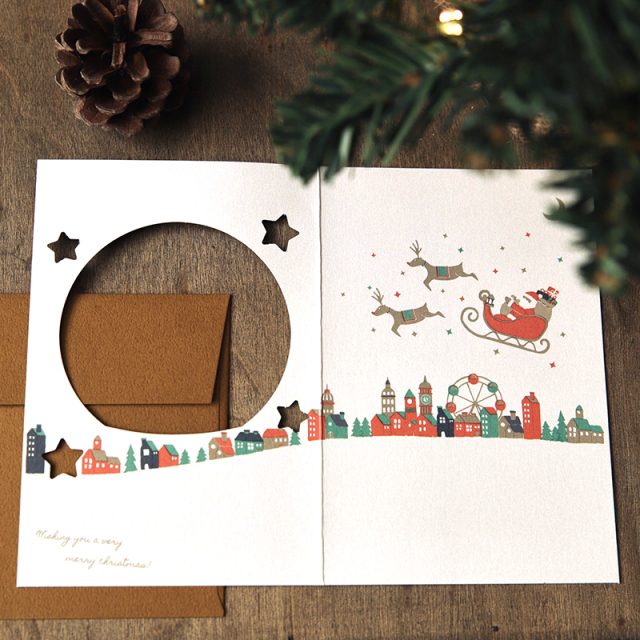 XGC-03：クリスマスグリーティングカード そり〔OZ_S〕