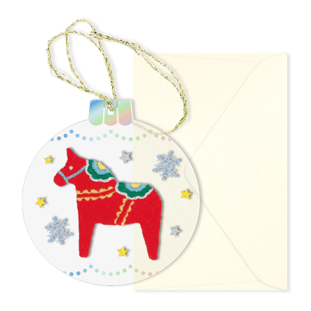 XTC-02：クリスマスタグカード 刺しゅう・ホース〔OZ_S〕