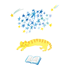 あわいろ水彩_ねこと星