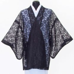【メール便で送料無料！】日本製・ポリエステル１００％≪【お仕立て上がり】 夏物 ちりよけ レースコート≫(ブラック)