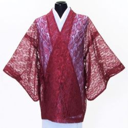 【メール便で送料無料！】日本製・ポリエステル１００％≪【お仕立て上がり】 夏物 ちりよけ レースコート≫(ワイン)