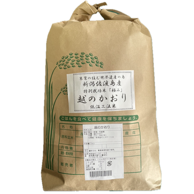 新米入荷！健康志向な方！令和7年度産　佐渡産　越のかおり　　５ｋｇ　特別栽培低温工法米【精米】