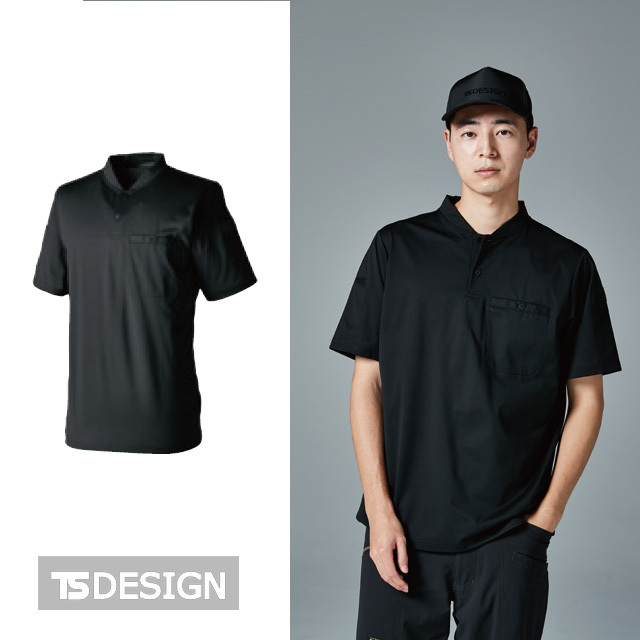 T85651 TS-DESIGN TS DEOドッツヘンリーネックシャツ