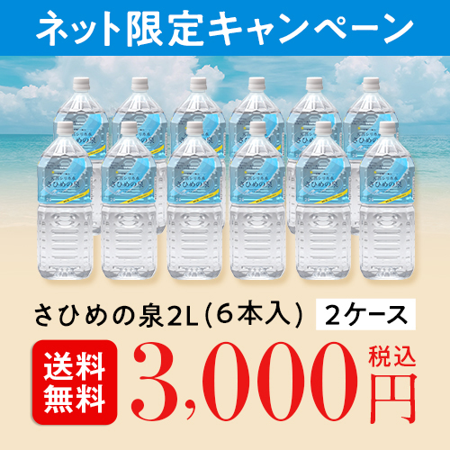 【どこよりも早い！ SUMMER CAMPAIGN】天然シリカ水　さひめの泉／2Ｌ　6本／2ケース