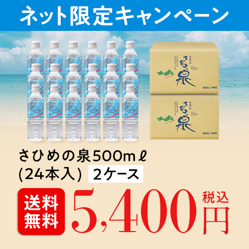 【どこよりも早い！ SUMMER CAMPAIGN】天然シリカ水　さひめの泉／500ml（24本入）×2ケース