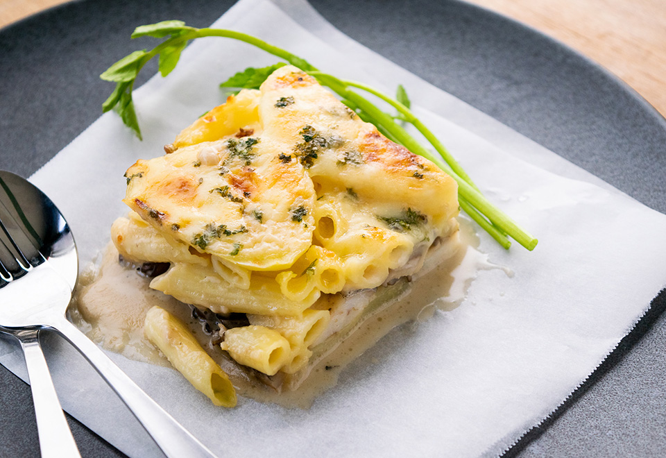 真鱈とじゃがいもの重ね焼き