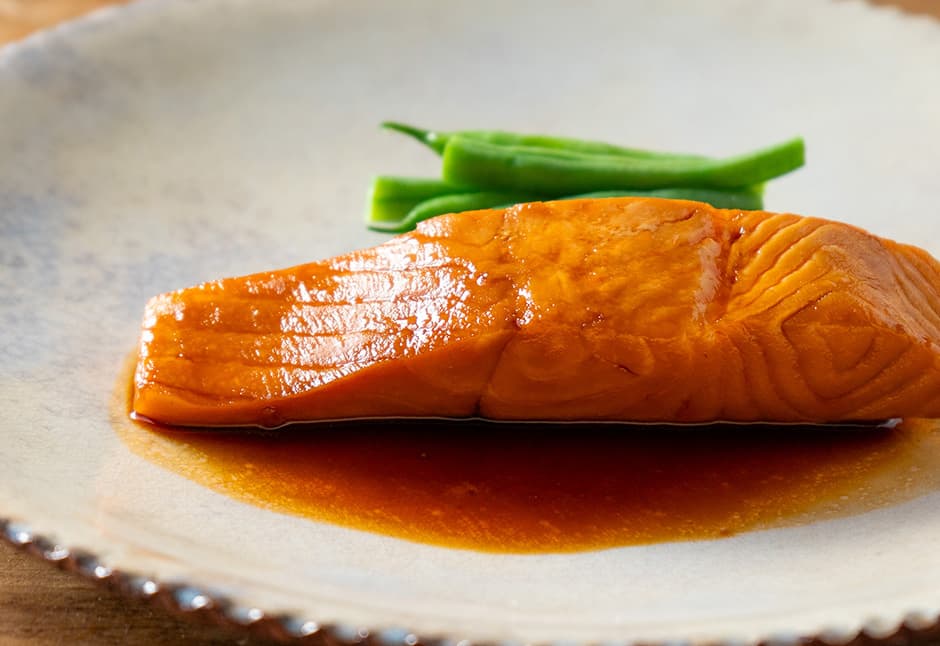 斉吉がフランスで作ったレシピでサーモンテリヤキ（トラウトサーモン）