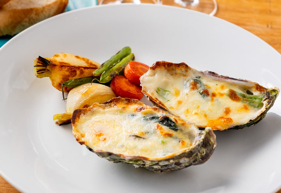 殻付き牡蠣のグラタン