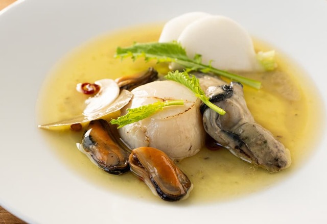 ムール貝牡蠣帆立オリーブオイル漬け