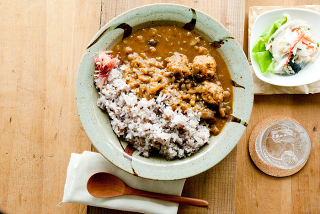 鶏団子の入った茄子のカレー