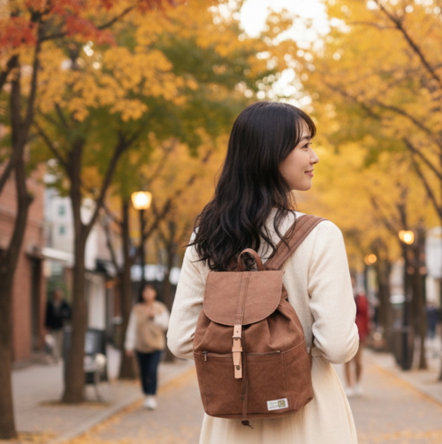 柿渋染帆布リュック（中） [尾道帆布鞄 彩工房]