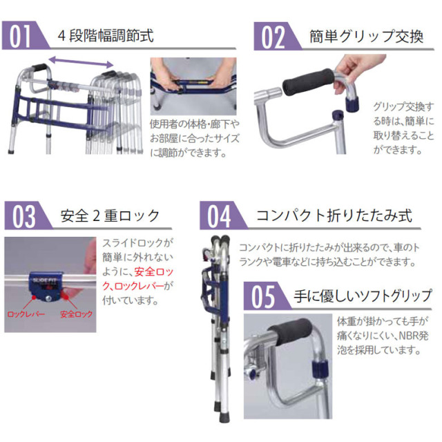 【Aランク品 中古 歩行器】ユーバ産業 スライドフィット Hタイプ H-0