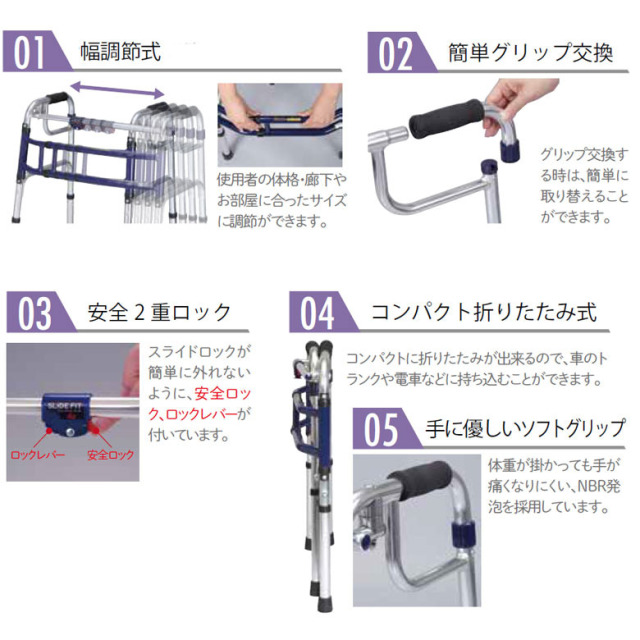 【中古 歩行器 Aランク品】ユーバ産業 スライドフィット Ｍタイプ Ｍ