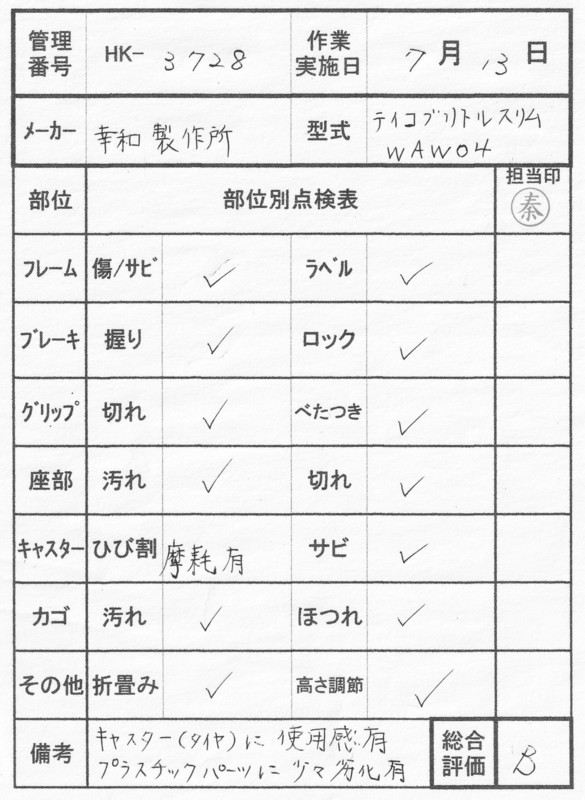 【Bランク品 中古 歩行器】幸和製作所 テイコブリトルスリム WAW04（