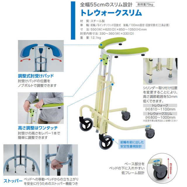 【中古 歩行器 Aランク】日進医療器 トレウォークスリム (HKNI107-A)