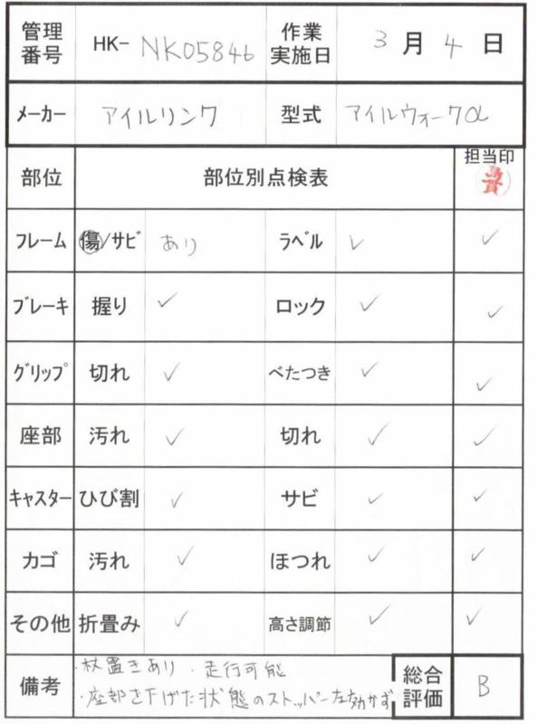 【Bランク 中古 歩行器】アイルリンク アイルウォークα (HK-NK05846