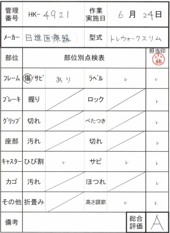 【Aランク 中古 歩行器】日進医療器 トレウォークスリム (HK-4921)