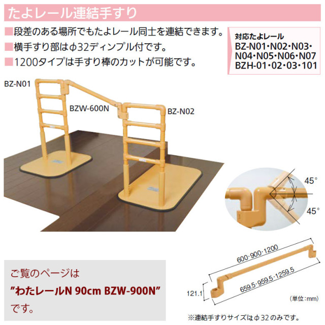 【中古 手すり Aランク】マツ六 わたレールN 90cm BZW-900N (OTFR114