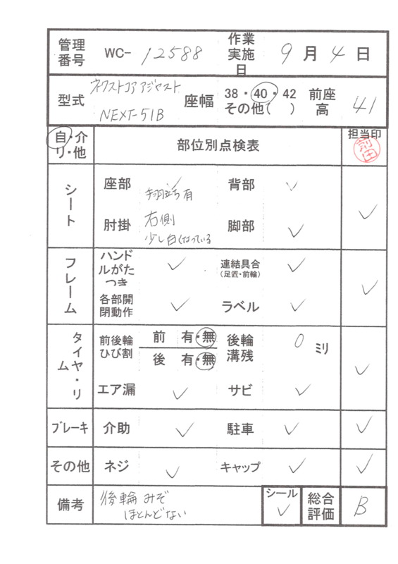【Bランク 中古 車椅子】松永製作所 自走式車椅子 ネクストコア・ア