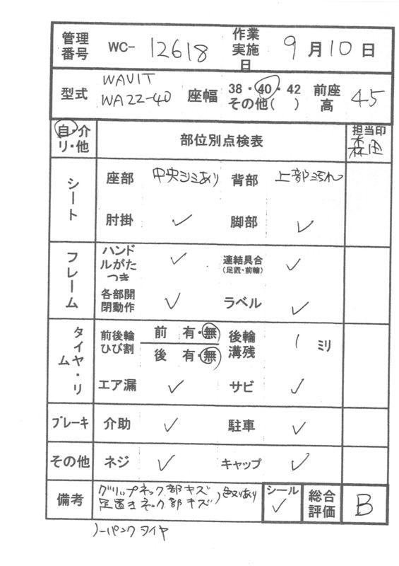 【Bランク 中古 車椅子】カワムラサイクル 自走式車椅子 ウェイビッ