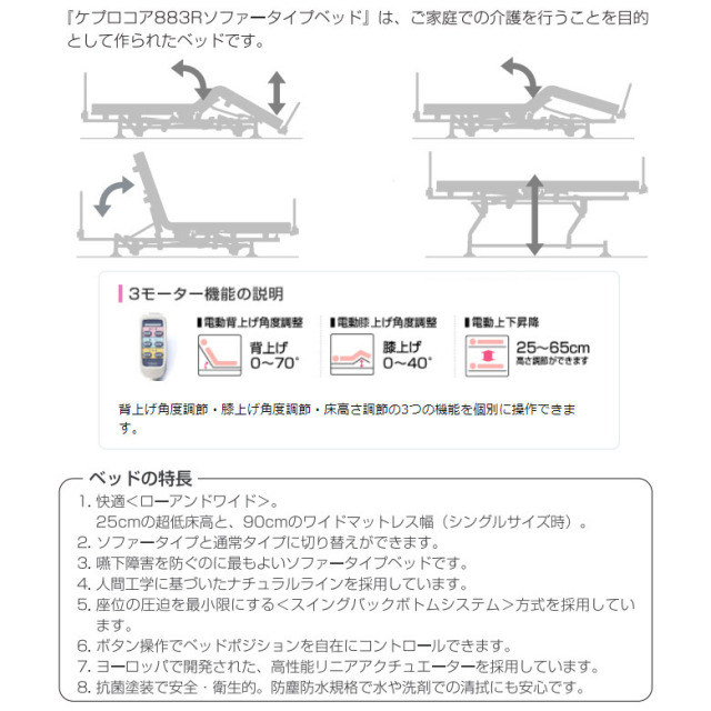 【電動ベッド 中古】シーホネンス ケプロコア 883Rセミダブルロング 