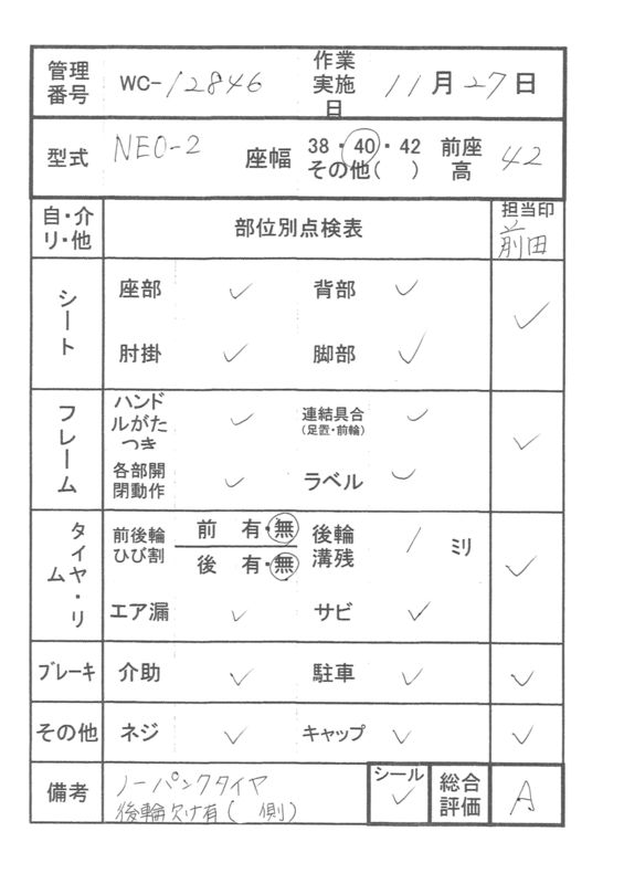 【Aランク 中古 車椅子】 日進医療器　介助式 車椅子　NEO-2　(WC-12