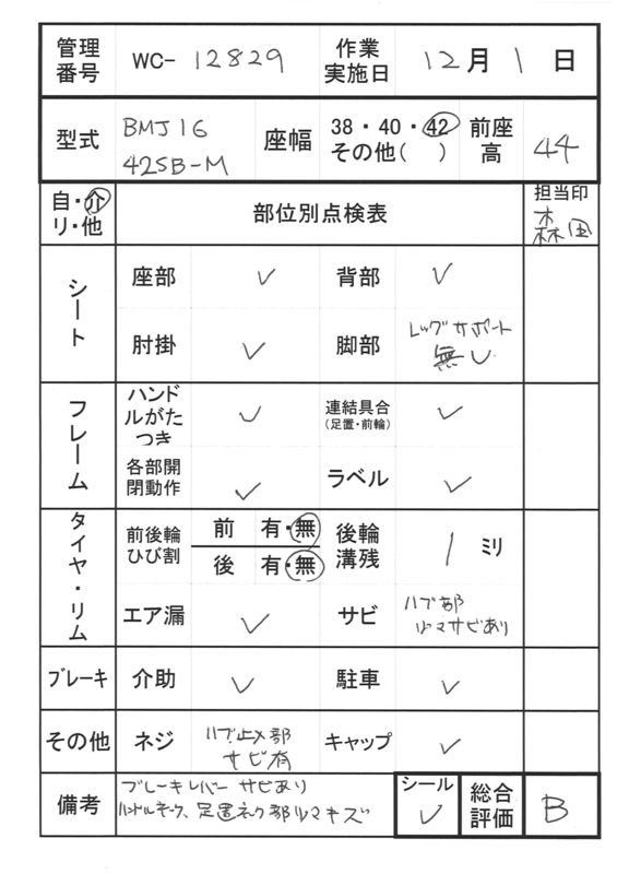 【Bランク 中古 車椅子】カワムラサイクル 自走式車椅子 BM22-42SB-M