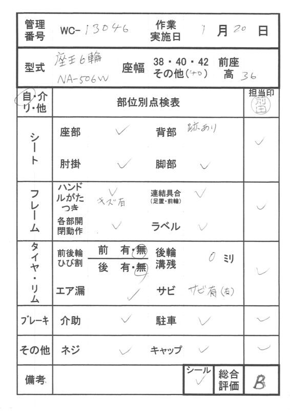 【Bランク 中古 車椅子】日進医療器 自走式車椅子 座王 NA-506W (室