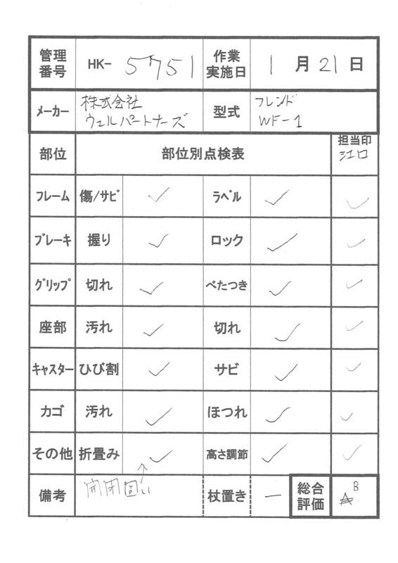 【中古 歩行器 Bランク】ウェルパートナーズ フレンド WF-1 (HK-5751