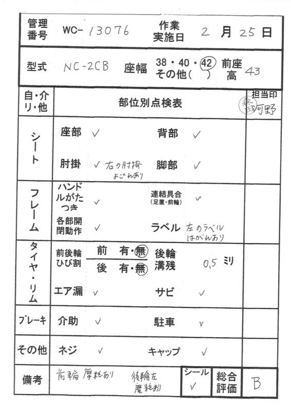 【Bランク 中古 車椅子】 日進医療器 介助式 車椅子 NC-2CB (WC-1307