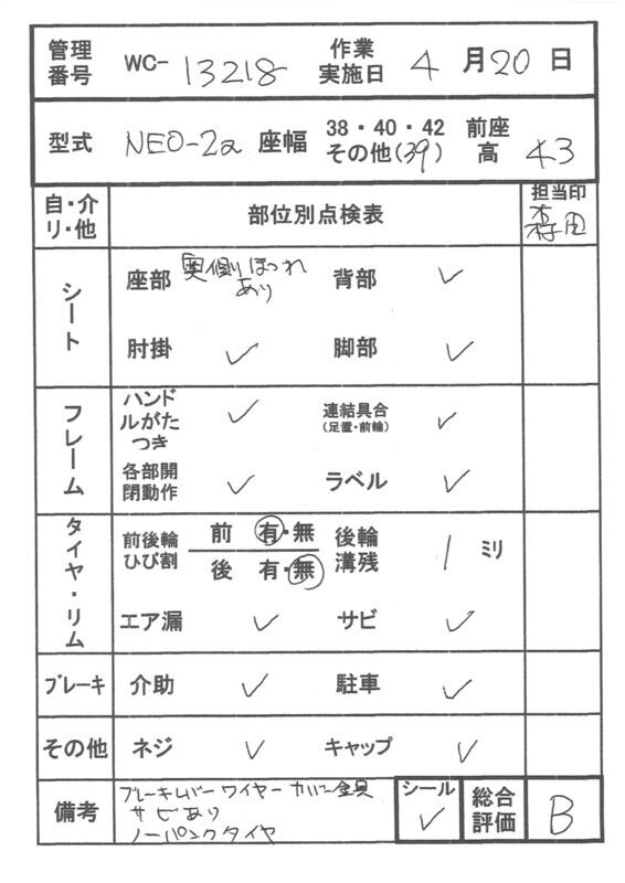 【Bランク 中古 車椅子】 日進医療器 介助式 車椅子 NEO-2α (WC-132