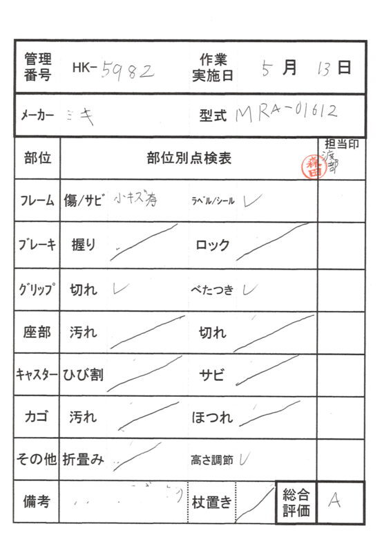 【Aランク 中古 杖】ミキ アルミ製四点杖 MRA-01612 (HK-5982)