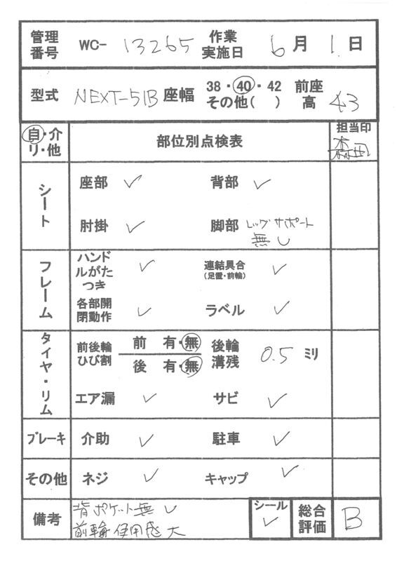 【Bランク 中古 車椅子】松永製作所 自走式車椅子 ネクストコア・ア