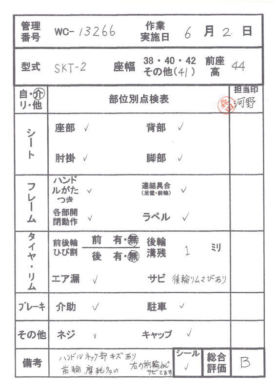 【Bランク 中古 車椅子】ミキ 介助式 車椅子 SKT-2 (WC-13266)