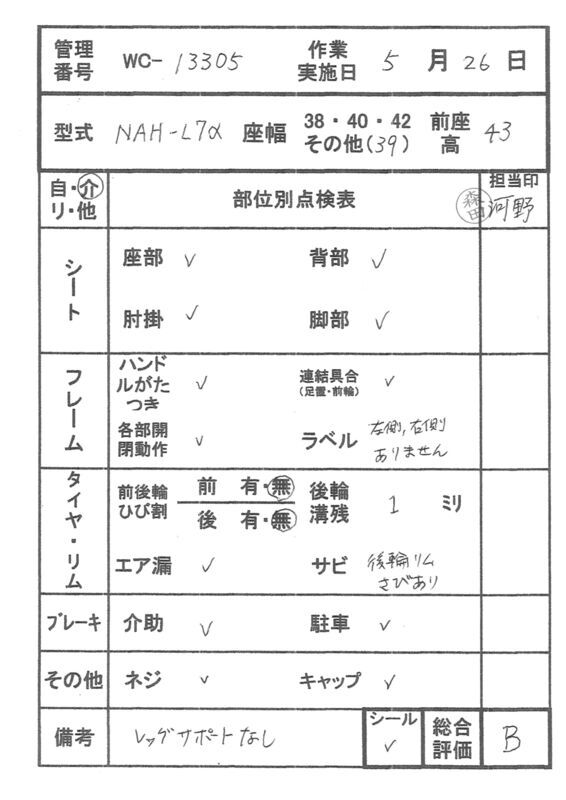 【Bランク 中古 車椅子】日進医療器 介助式車椅子 NAH-L7α Aパッケ