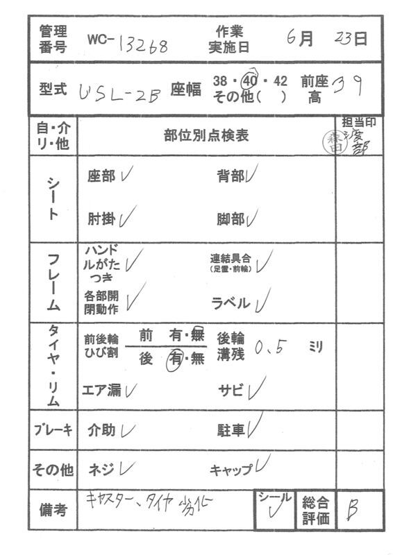 【Bランク 中古 車椅子】松永製作所 介助式車椅子 エアライト USL-2B