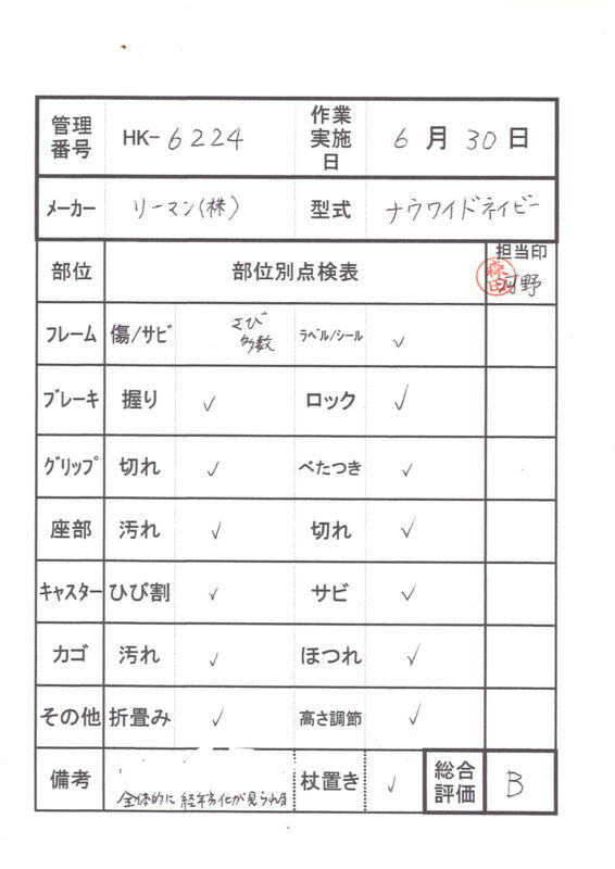 【Bランク 中古 歩行器】リーマン ナウワイド 41022 (HK-6224)