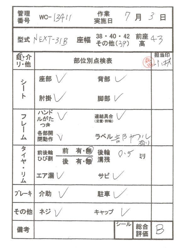 【Bランク 中古 車椅子】松永製作所 自走式車椅子 ネクストコア・マ